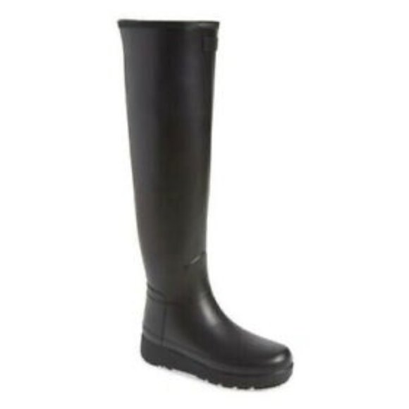 New! Hunter Women's Refined Creeper Tall Boot Black Size US 7 DD302 - Picture 1 of 8